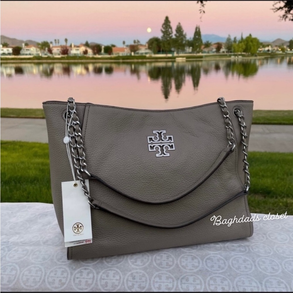 Tory burch britten small slouchy shoulder tote bag - Picture 2 of 14